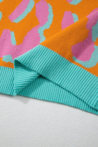 Damenpullover mit Colorblock-Leopardenmuster und Rundhalsausschnitt – Liora