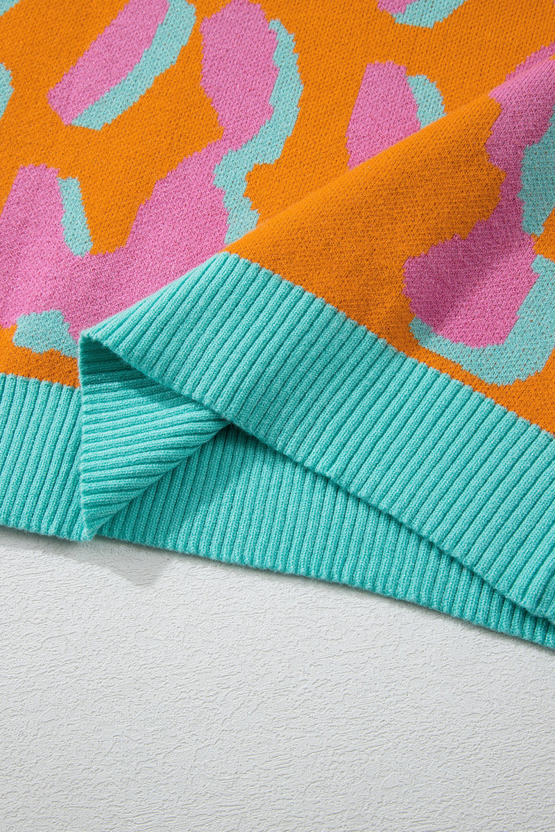 Damenpullover mit Colorblock-Leopardenmuster und Rundhalsausschnitt – Liora