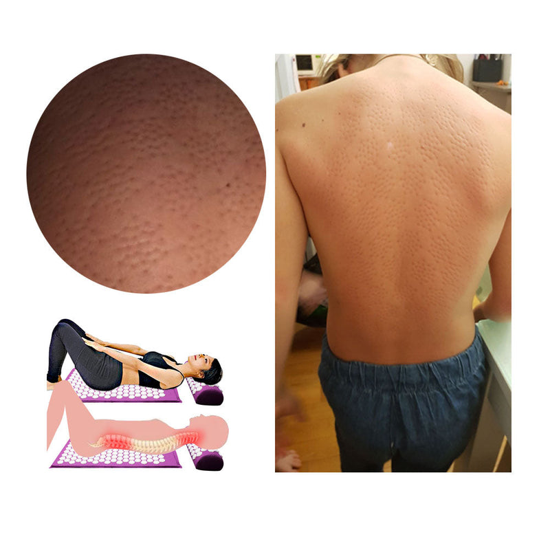 Rückenschmerzen Akupressurmatte, lila, Entspannung, Massage, Schmerzlinderung, Fitness, Yoga.