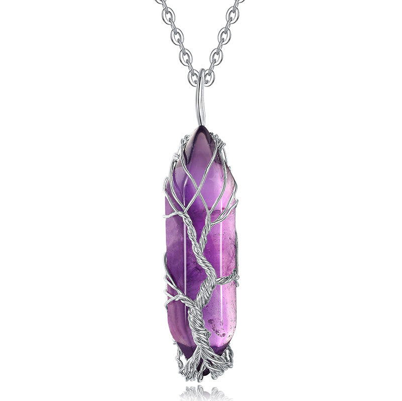 Amethyst-Anhänger mit Silberkette, Kristall, lila, Schmuck, Heilstein, Geschenkidee.