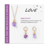 Amethyst-Halskette und Ohrringe Set, lila, Schmuck, Energie, Vitalität, Liebe, Geschenkidee.