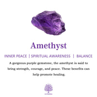 Amethyst Edelstein lila, spirituelle Bewusstheit, innerer Frieden, Balance, Heilung fördern.