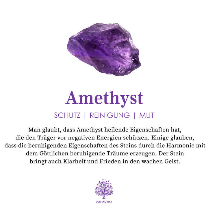 Amethystkristall lila, Heilstein, Schutz, Reinigung, Mut, spirituelle Energie, Klarheit.