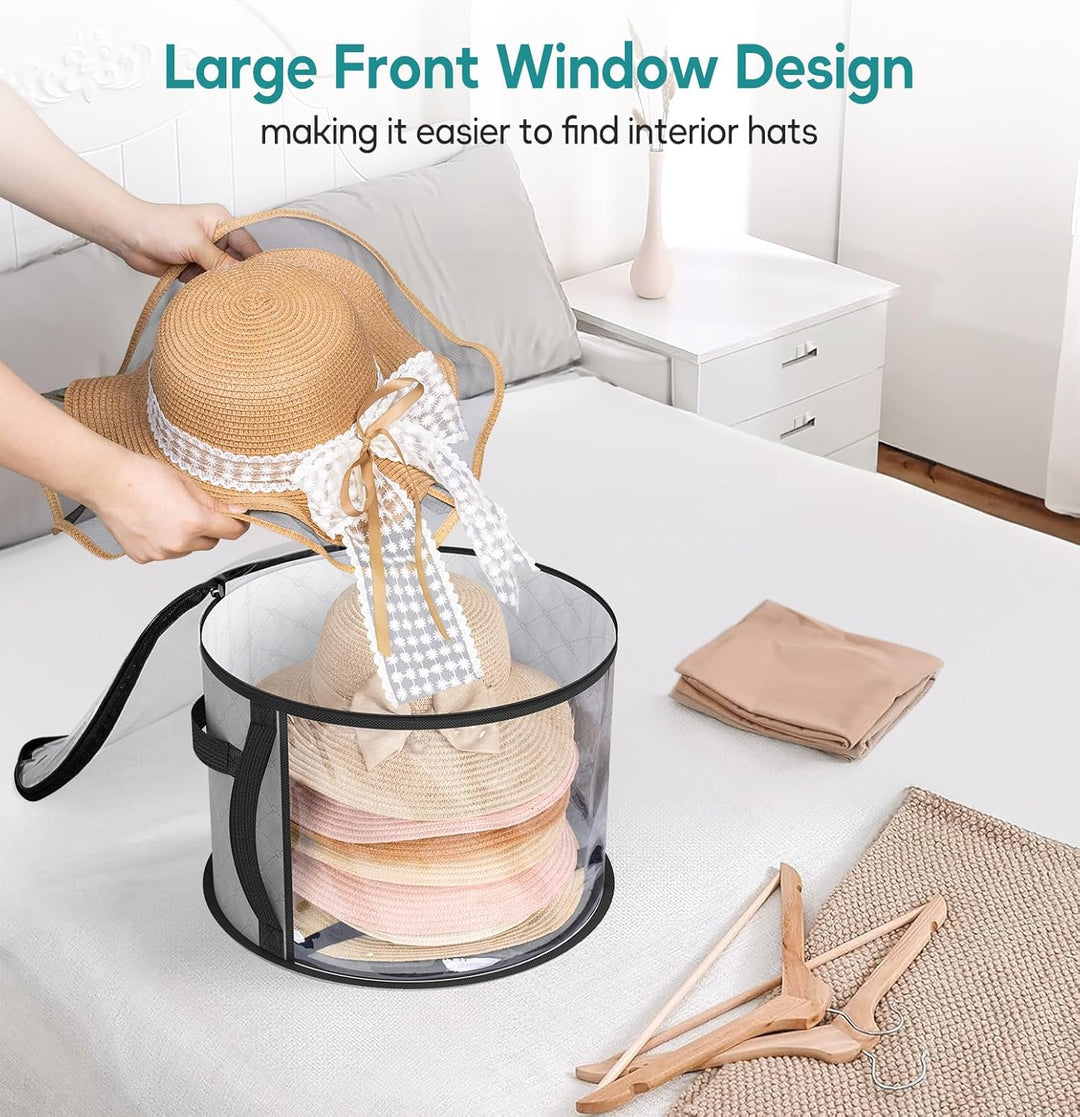 Große transparente Hut-Aufbewahrungsbox – Organizer für breitkrempige Hüte mit Griffen (Kaufe 1, erhalte 1 GRATIS)