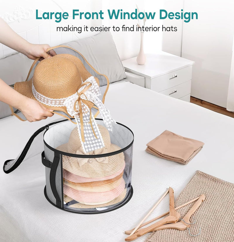 Große transparente Hut-Aufbewahrungsbox – Organizer für breitkrempige Hüte mit Griffen (Kaufe 1, erhalte 1 GRATIS)