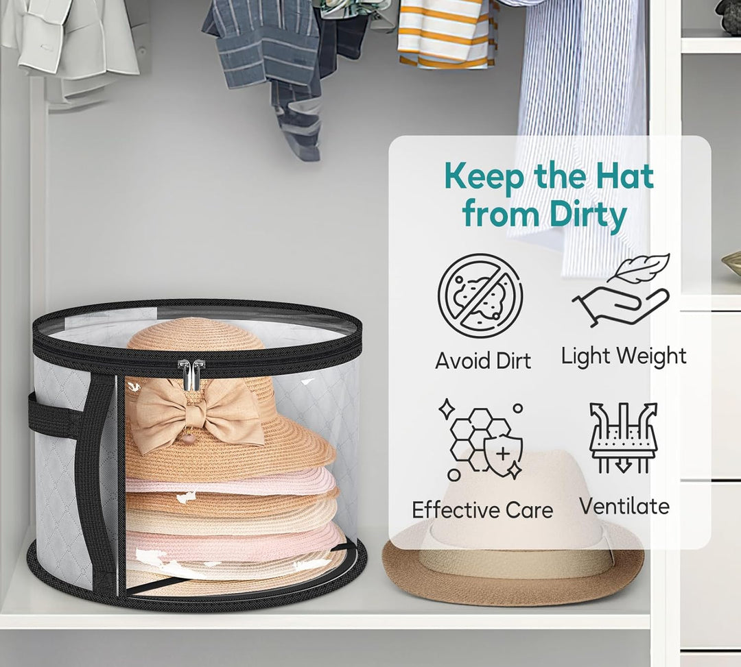 Große transparente Hut-Aufbewahrungsbox – Organizer für breitkrempige Hüte mit Griffen (Kaufe 1, erhalte 1 GRATIS)