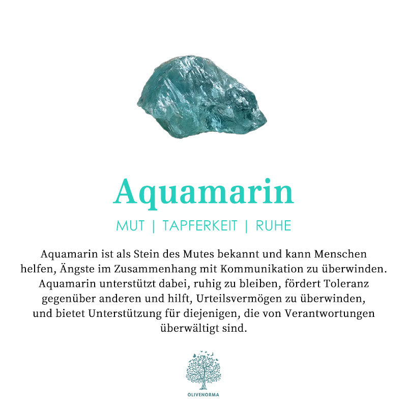 Aquamarin Edelstein, blau, Mut, Tapferkeit, Ruhe, Heilstein, spirituelle Bedeutung, Olivenbaum.