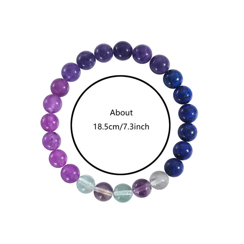 Armband aus Amethyst und Lapislazuli, 18,5 cm, Edelstein-Schmuck, lila und blau.