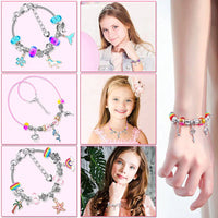 Mädchen-Armbänder Set, bunt, Charms, Einhorn, Blumen, Schmuck für Kinder, Geschenkideen.