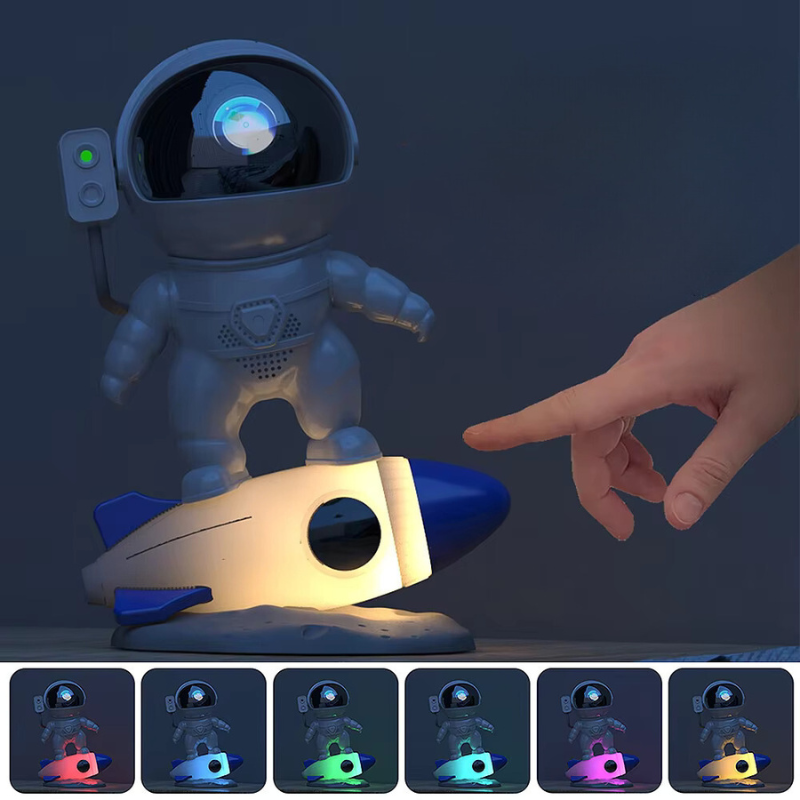 Astronaut Nachtlicht Kinderzimmer LED Lampe, dimmbar, Raketenform, Touch-Steuerung, bunt.