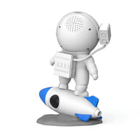 Astronautenfigur auf Rakete, weiß-blau, Kunststoff, Dekoration, Kinderzimmer, Weltraum-Thema