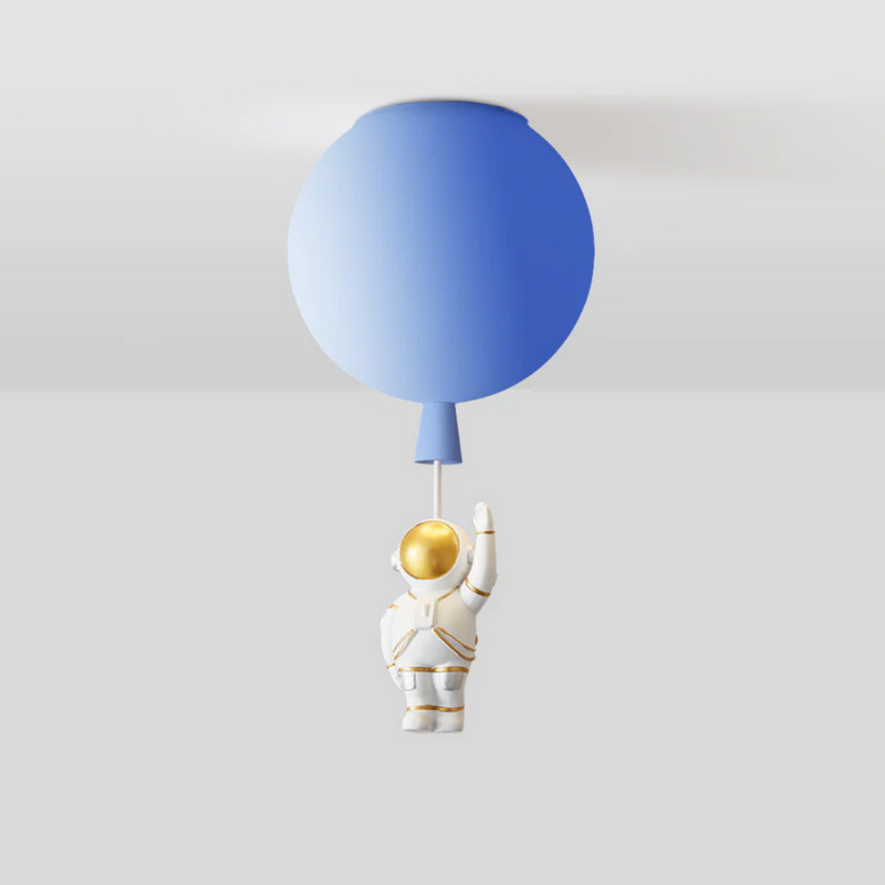 Astronauten-Deckenleuchte mit blauem Ballon, modernes Kinderzimmer-Dekor, LED-Lampe.