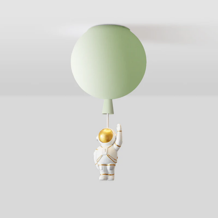 Astronauten-Deckenleuchte mit grünem Ballon, modernes Design, Kinderzimmerlampe.