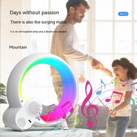 LED-Lampe mit Bluetooth-Lautsprecher, Regenbogenfarben, Musiknoten, modernes Design.