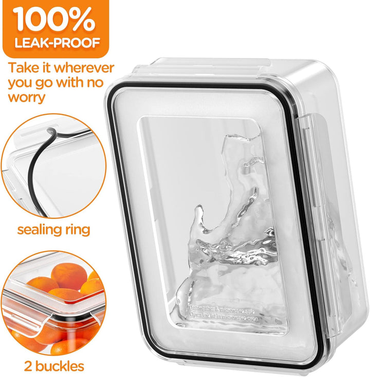 Luftdichte Frischhaltedose, transparent, Kunststoff, 100% auslaufsicher, mit Dichtungsring.