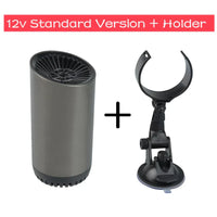 12V Auto-Luftreiniger mit Halterung, schwarz, kompakt, effizient, für saubere Luft im Auto.
