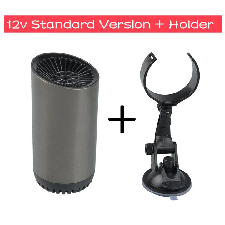 12V Auto-Luftreiniger mit Halterung, schwarz, kompakt, effizient, für saubere Luft im Auto.