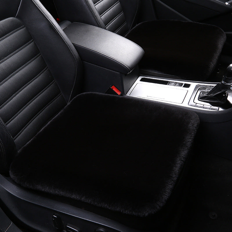 Schwarzer Autositzbezug aus Kunstfell, luxuriös, bequem, passend für Vordersitze, Autozubehör.