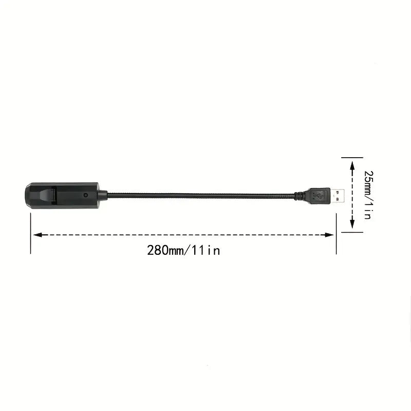USB-Ladegerät mit flexiblem Kabel, 280mm Länge, schwarz, für elektronische Geräte.