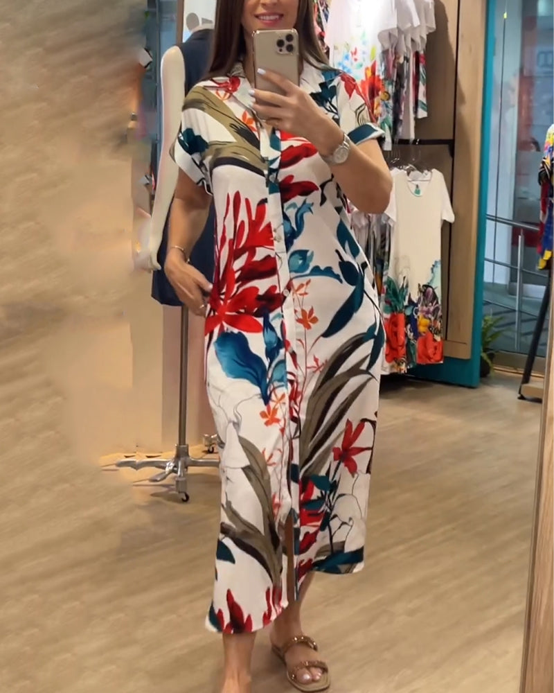 Trendiges Sommerkleid mit Print & Hemdkragen – Flora