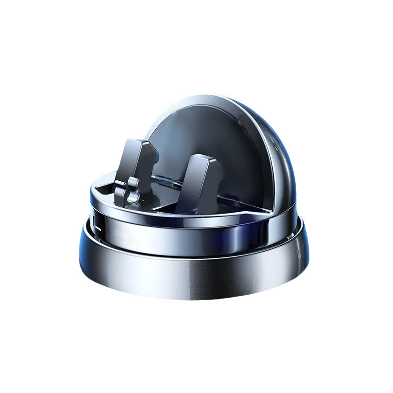 Silberner Edelstahl-Handyhalter, rutschfest, für Auto-Armaturenbrett, 360-Grad-Drehung.