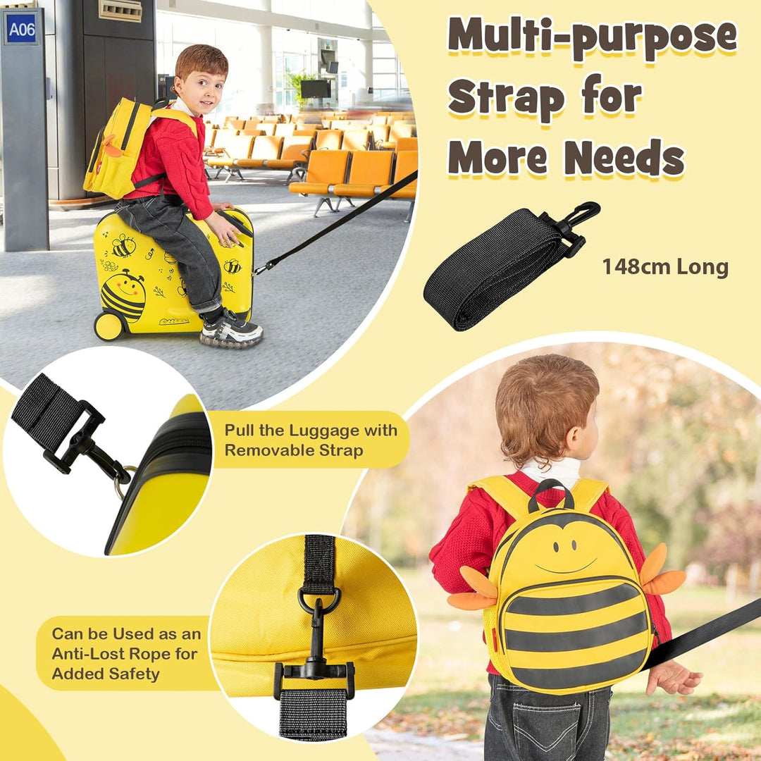 Kinder 2-teiliges Ride-On Koffer- und Reiserucksack-Set mit Spinnerrollen