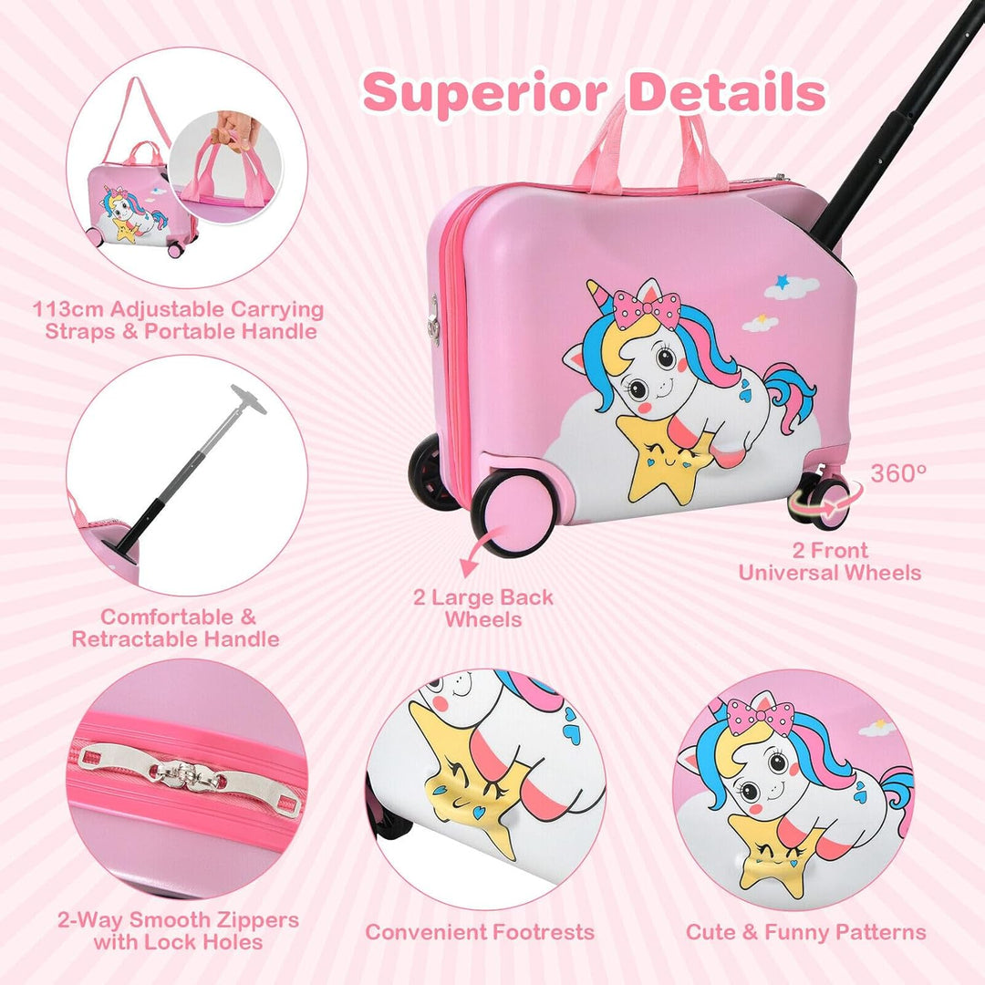 Kinder 2-teiliges Ride-On Koffer- und Reiserucksack-Set mit Spinnerrollen