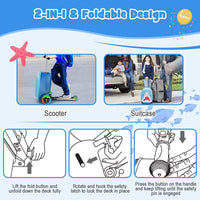 Kinder 2-in-1 Ride-On Scooter Koffer mit LED-Rädern