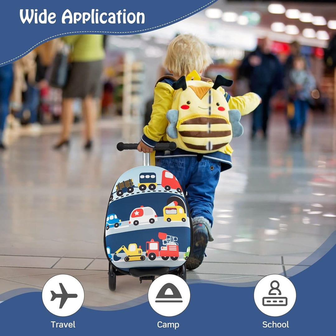 Kinder 2-in-1 Ride-On Scooter Koffer mit LED-Rädern