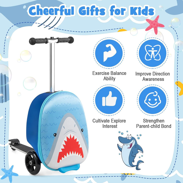 Kinder 2-in-1 Ride-On Scooter Koffer mit LED-Rädern