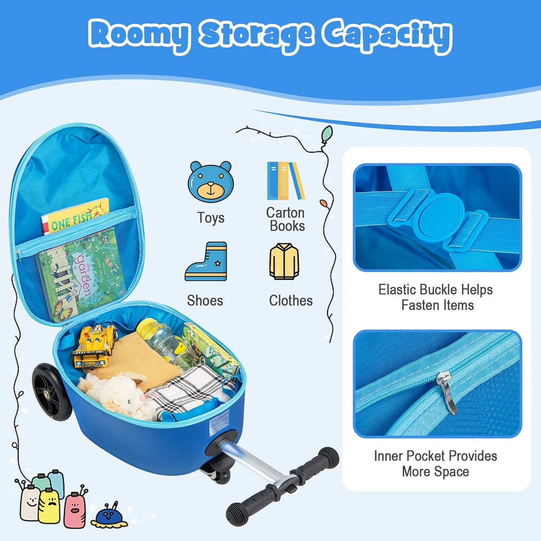 Kinder 2-in-1 Ride-On Scooter Koffer mit LED-Rädern