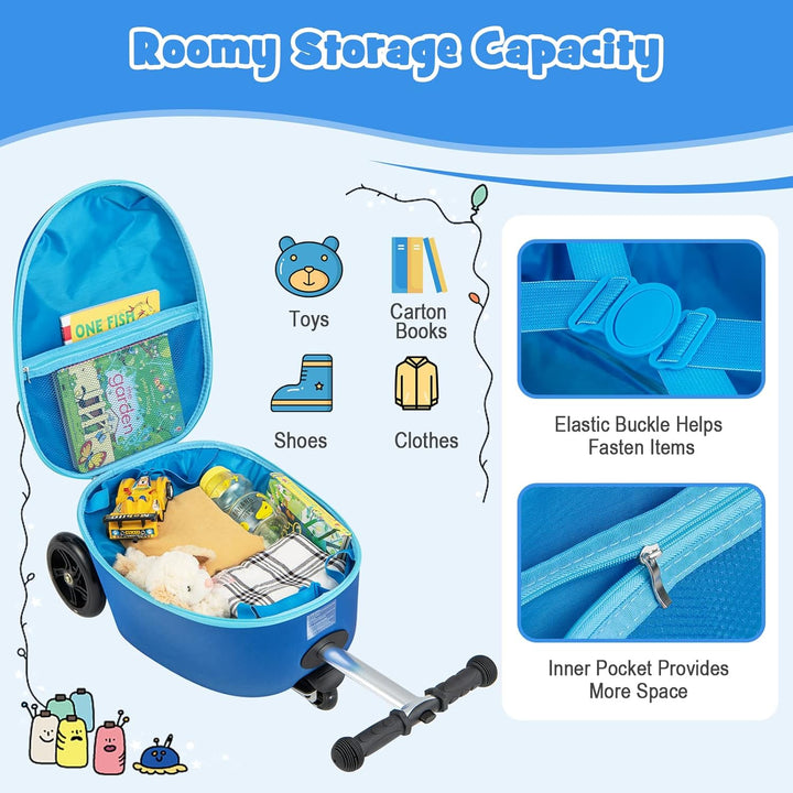 Kinder 2-in-1 Ride-On Scooter Koffer mit LED-Rädern