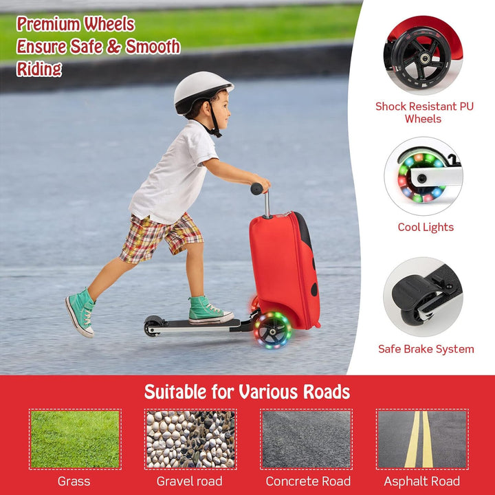 Kinder 2-in-1 Ride-On Scooter Koffer mit LED-Rädern