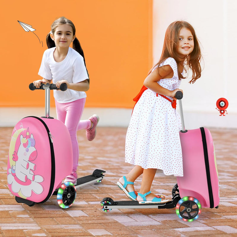 Kinder 2-in-1 Ride-On Scooter Koffer mit LED-Rädern