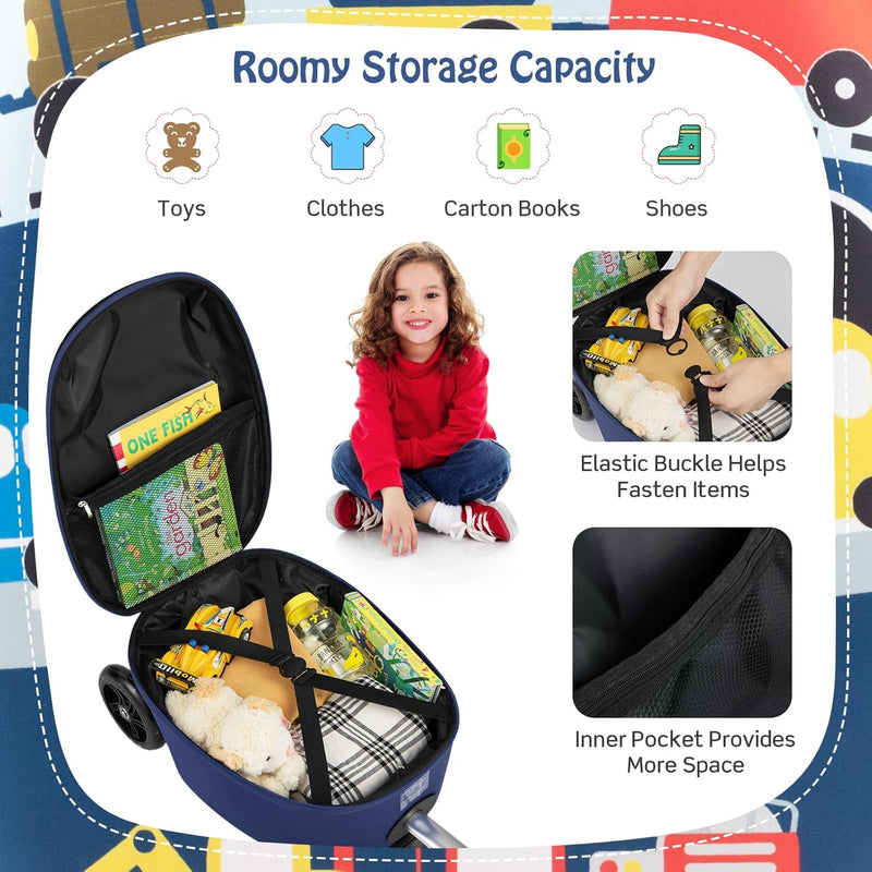 Kinder 2-in-1 Ride-On Scooter Koffer mit LED-Rädern