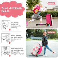 Kinder 2-in-1 Ride-On Scooter Koffer mit LED-Rädern