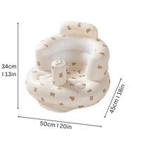 Aufblasbarer Baby-Sitz, weiß mit Bärenmuster, 50x45x34cm, ideal für Kleinkinder.