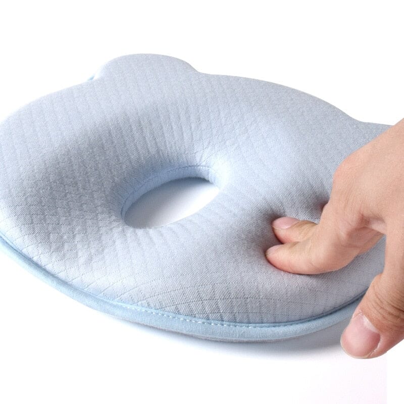 Ergonomisches Baby-Kissen, blau, atmungsaktiv, langsamer Rückprall, für Kleinkinder.