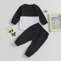 Schwarz-weißes Baby-Set, Langarmshirt und Hose, Baumwolle, Unisex, modisch, bequem.