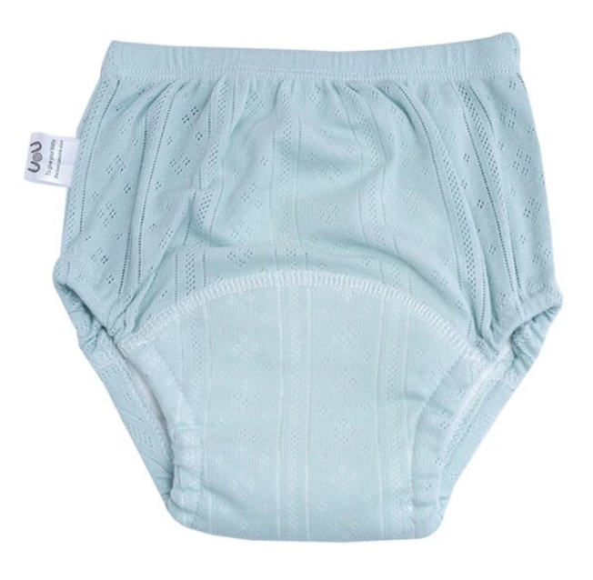 Hellblaue Baby-Unterhose aus Baumwolle, atmungsaktiv, weiches Material, für Kleinkinder.