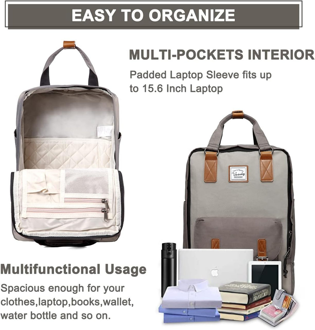 15,6” Wasserdichter Vintage Laptop-Rucksack mit Organizer-Fächern – UrbanEase