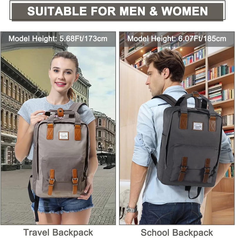 15,6” Wasserdichter Vintage Laptop-Rucksack mit Organizer-Fächern – UrbanEase