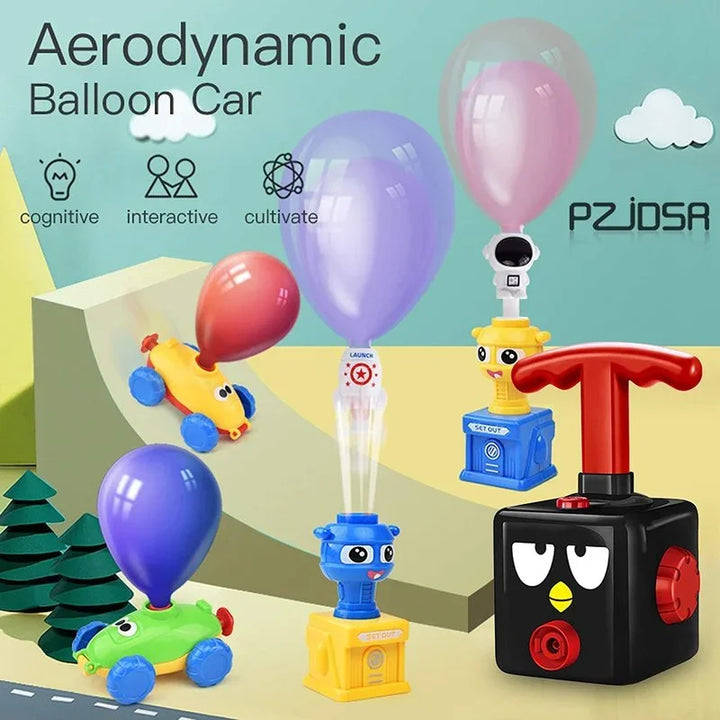 Aerodynamisches Ballonauto Spielzeug, bunt, interaktiv, Lernspielzeug für Kinder.