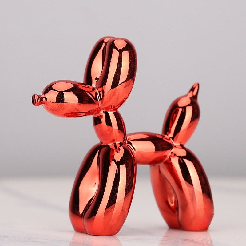 Rote Ballonhund-Skulptur, glänzend, modernes Kunstwerk, Dekoration, Wohnzimmer, Geschenkidee.