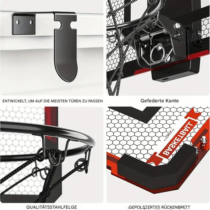 Basketballkorb-Set, gepolstertes Rückbrett, gefederte Kante, Qualitätsstahlfelge, Türmontage.