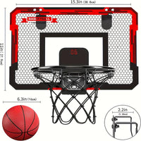 Mini-Basketballkorb-Set, rot-schwarz, mit Ball, für Indoor-Spiele, 38,8 cm breit.