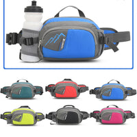Bauchtasche mit Flaschenhalter, blau, wasserdicht, ideal für Outdoor-Aktivitäten, Unisex.
