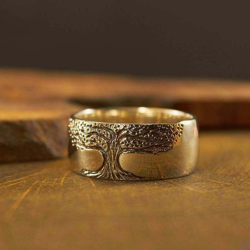 Silberring mit Baum des Lebens Gravur, handgefertigt, Schmuck, Geschenk, Naturmotiv, Unisex.