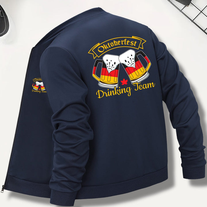 Herren Bomberjacke mit Bier-Print & Reißverschluss – Matthias Oktoberfest 2025