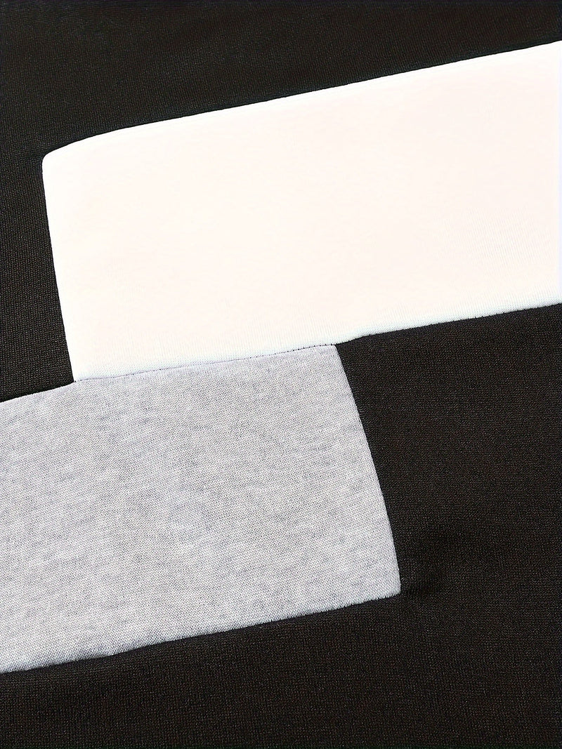 Schwarz-weiß-grauer gestreifter Pullover, Baumwolle, modisch, lässig, Unisex-Design.